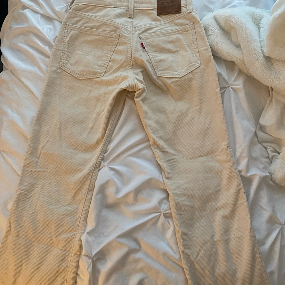 Levi’s beige corduroy mid rise bootcut jean